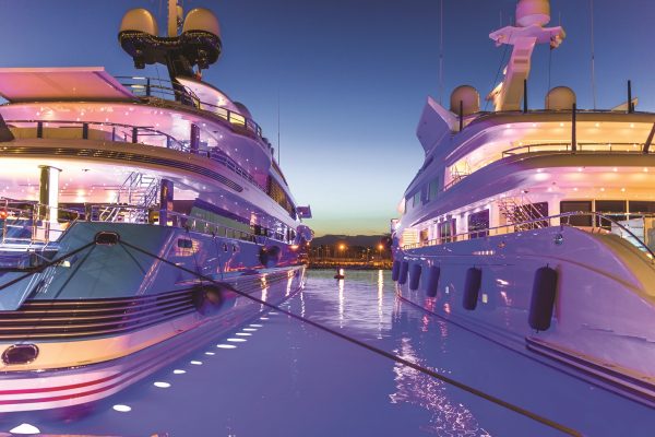 The port of Antibes, French Riviera with super yachts moored
